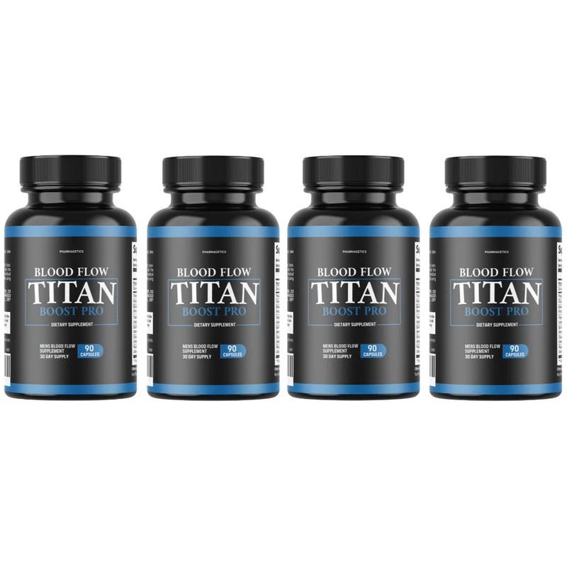 Blood Flow Titan Boost Pro Mens Blood Flow Supplement – 90 Capsules | Pack of 4