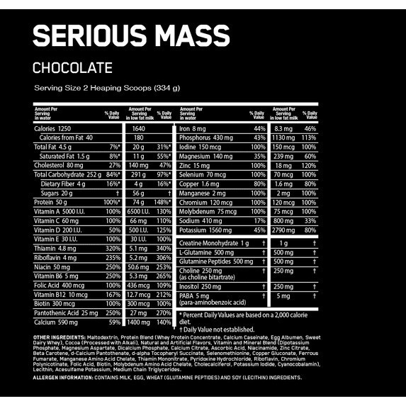 ON Serious Mass Weight Gainer Chocolate 12LB 50g Protein FREESHIP gallery