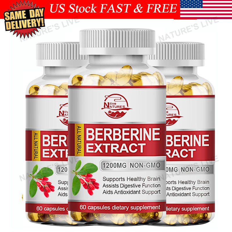 3 Packs Berberine 1200mg High Absorption For Blood Sugar Immune 3 Months Supply