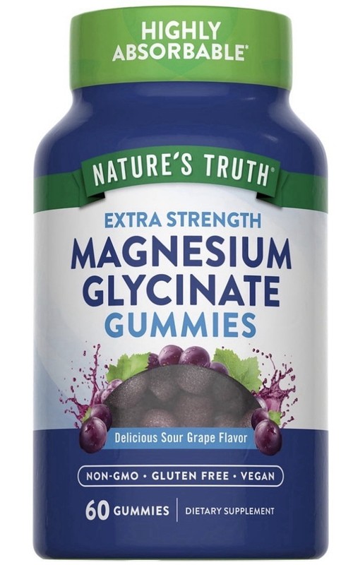 Magnesium Glycinate 200 mg | 60 Gummies Vegan Non GMO by Nature’s Truth..