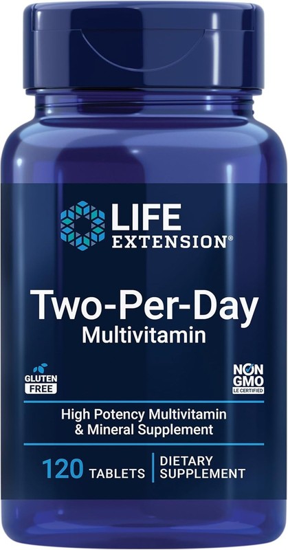 TWO PER DAY MULTIVITAMIN 120 Cap VITAMINS B, C, D, ZINC, MINERAL LIFE EXTENSION