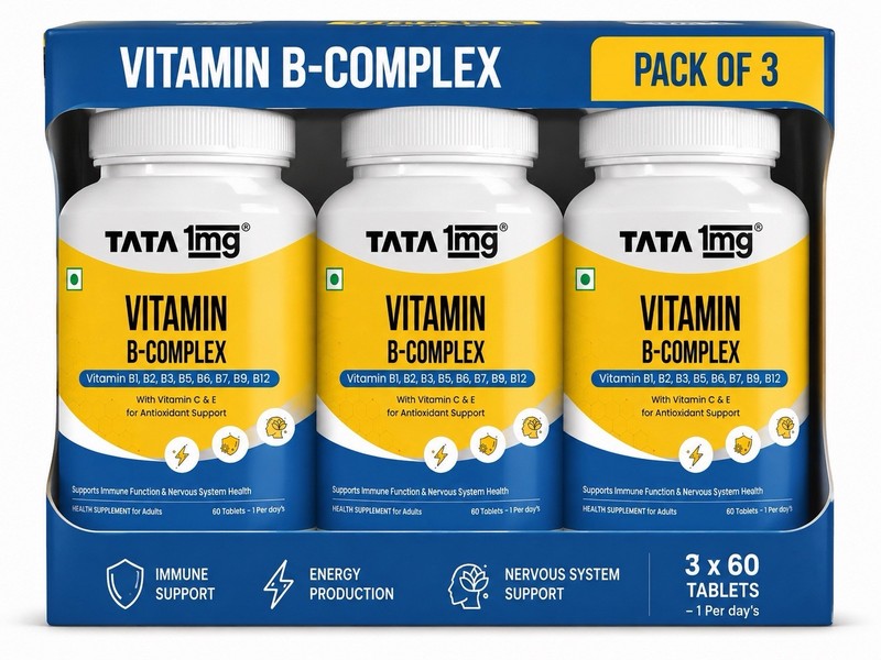 Tata 1mg Vitamin B Complex Capsules with 100% RDA for B1,B2,B3B5,B6,biotin