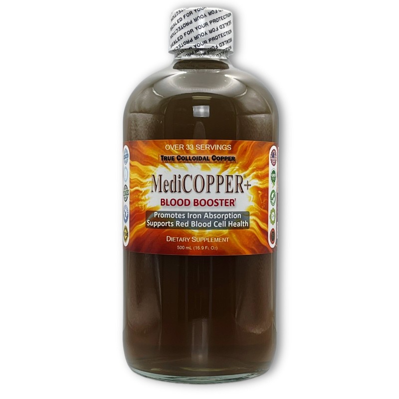 MediCOPPER® + Blood Booster True Colloidal Copper CuNP Nutrient: 500 mL in Glass gallery