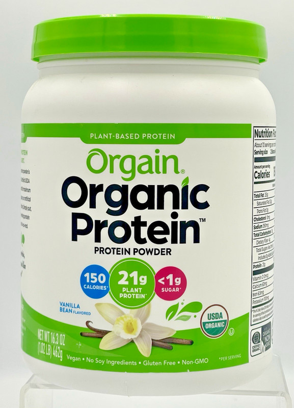 Orgain Organic Vegan Protein Powder Vanilla Bean 16.3oz 21g Plant Based EX 6/27
