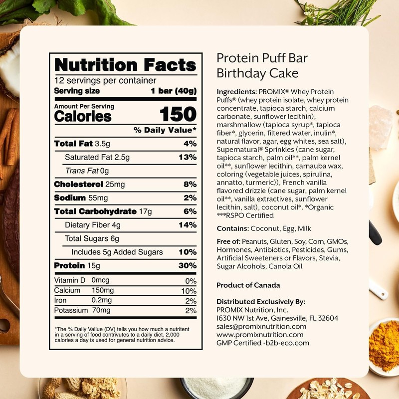 ProMix Nutrition Protein Puff Bars 12 Pack Birthday Cake gallery