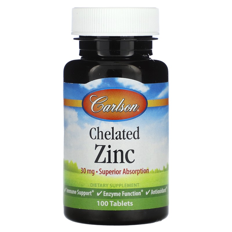 Chelated Zinc, 30 mg, 100 Tablets