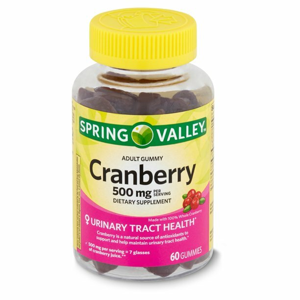 Spring Valley Adult Gummy Cranberry Dietary Supplement, 500 mg, 60 count..