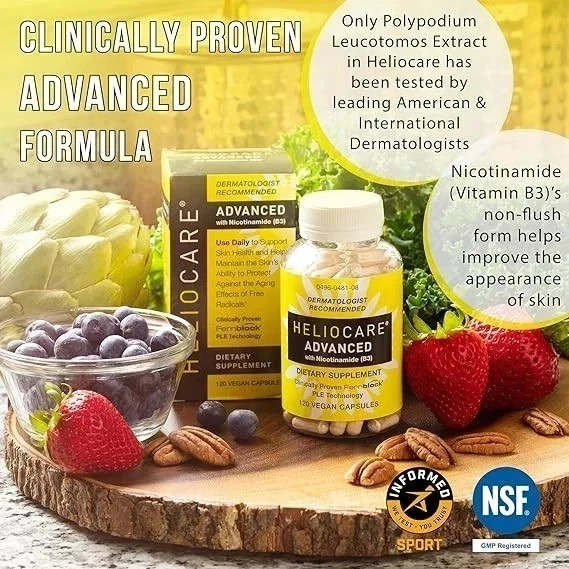 2 Packs Heliocare Advanced Nicotinamide B3 Skin Health 120 Capsules Exp: 07/2027 gallery