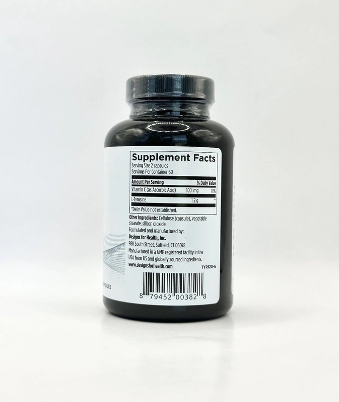 Designs For Health L-Tyrosine & Vitamin C (120 Vegetarian Capsules) Sealed gallery