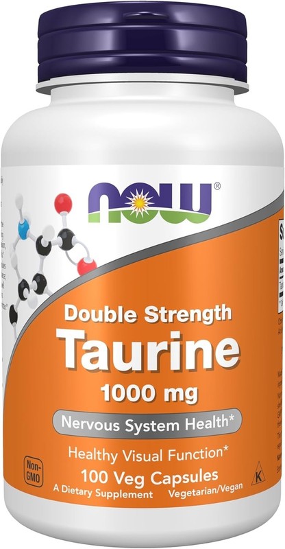 NOW Foods Taurine 1000mg Double Strength 100 Veg Capsules Nervous System
