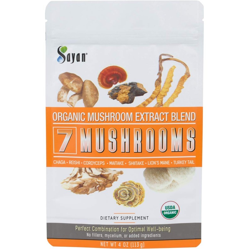 Sayan 7 Mushrooms USDA Organic Extract Powder Blend Supplement 4 oz / 113g – …