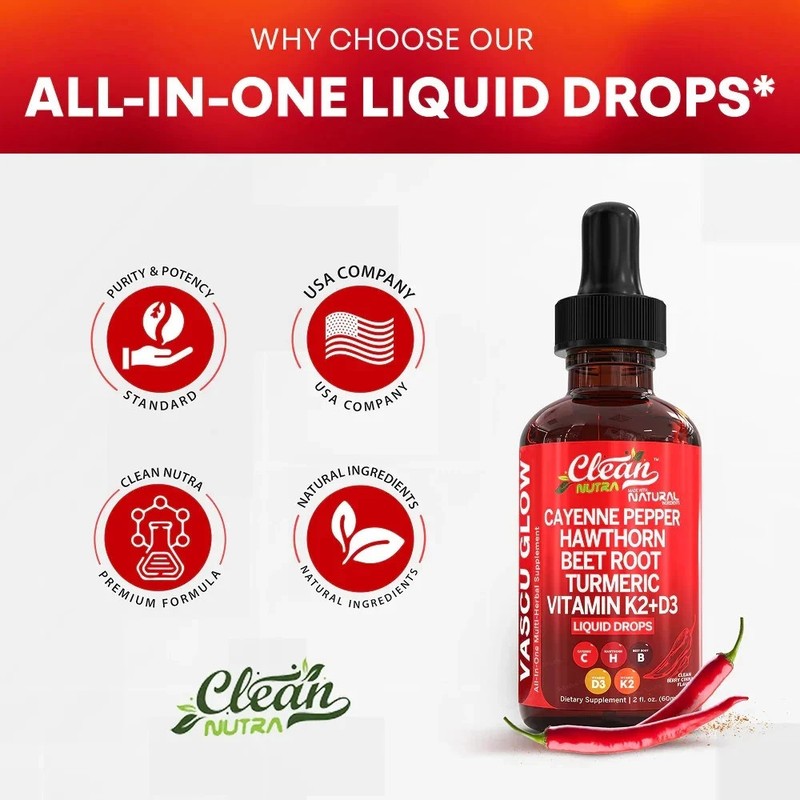 LUXRY NEW Clean Nutra Cayenne Pepper Supplement Liquid Drops + Hawthorn Berry gallery