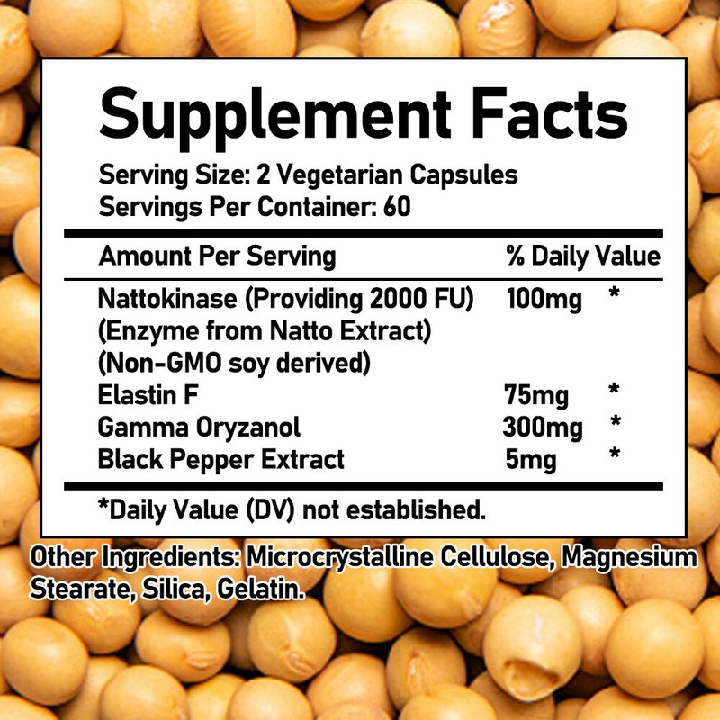 Nattokinase Capsule Heart Cardiovascular Health Blood Flow Blood Vessels Cleanse gallery