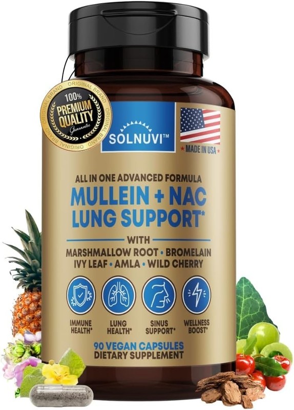 Mullein Leaf Extract & NAC Lung Detox Cleanse – Lung Health, Sinus, Mucus – 90ct