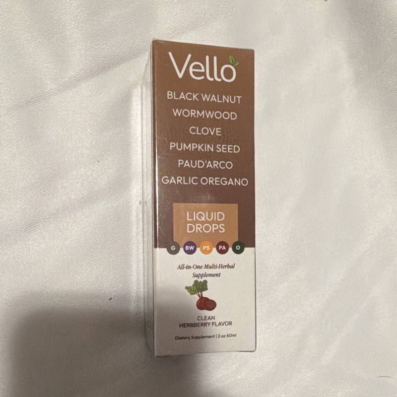 Vello Herbal Liquid Drops Black Walnut Wormwood Herbberry 2 fl oz