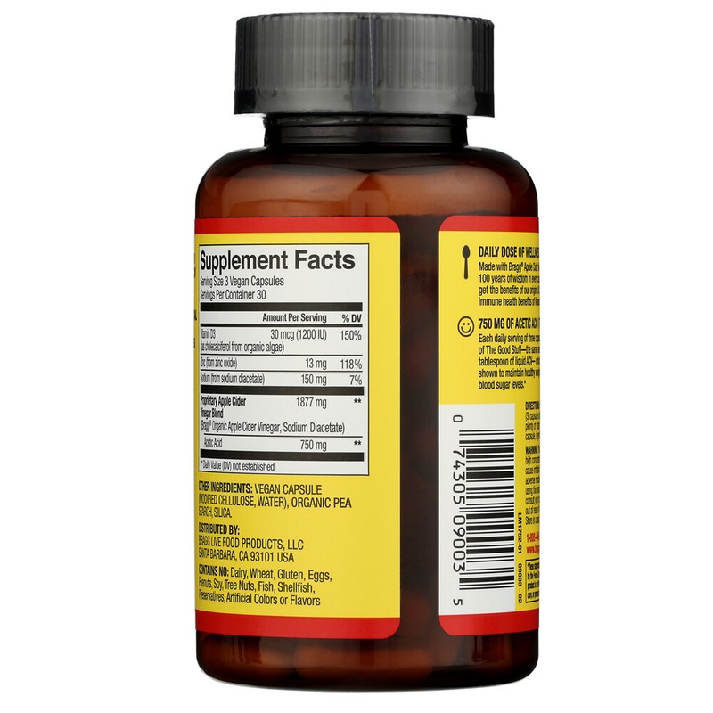 3Bottle Bragg Apple Cider Vinegar Immune & Weight Management Support 90 Capsules gallery