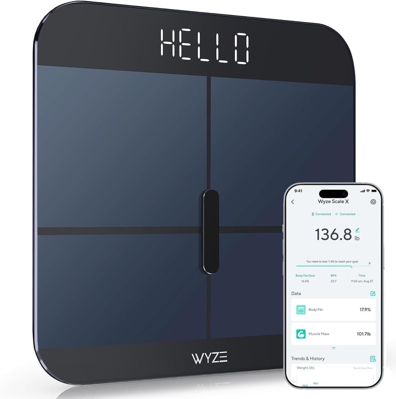Wyze Smart Scale X – Digital Bathroom Scale for Body Weight, BMI, Body Fat, M…