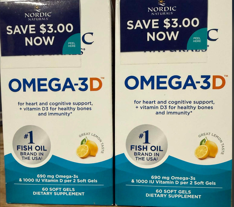2 boxes Nordic Naturals #1 fish oil Omega 3D vitamin D3 - 60 Soft Gels each box