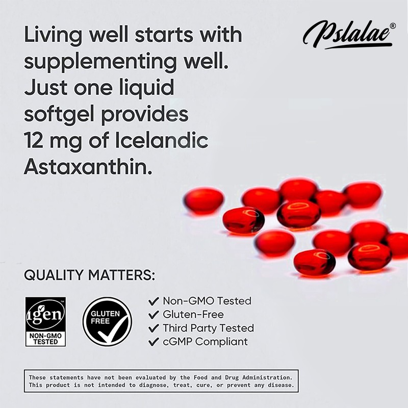 Astaxanthin 12mg - Anti-aging, Anti-wrinkle, Helps Cardiovascular Health gallery