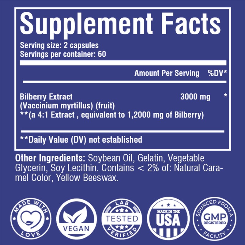Bilberry Fruit Extract - Maximum Vision Health, Relief Eye Strain, Antioxidant gallery