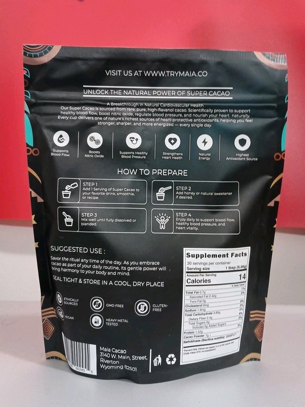 (2 Units) MAIA HIGH-FLAVANOL SUPER CACAO 7 Oz - 30 Servings **FREE SHIPPING** gallery