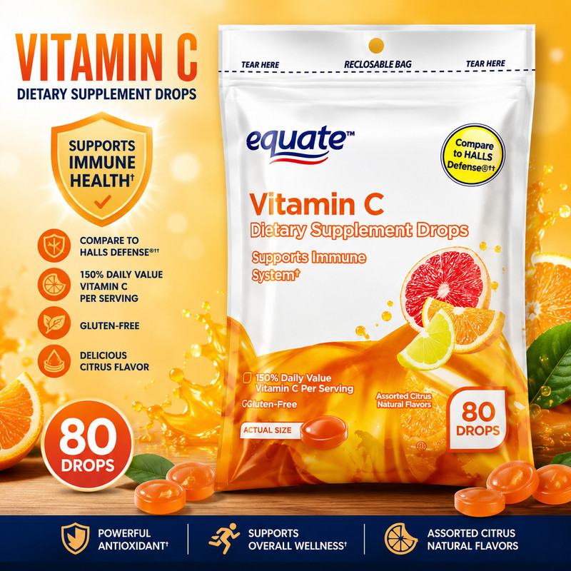 Vitamin C Supplement Drops Immune Support 80 (Compare To Halls Defense) GENERIC