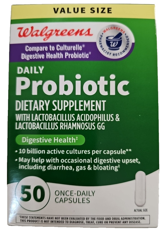 Walgreen’s Probiotic 50 Caps Once Daily 10 Billion Active Cultures Exp 5/2027