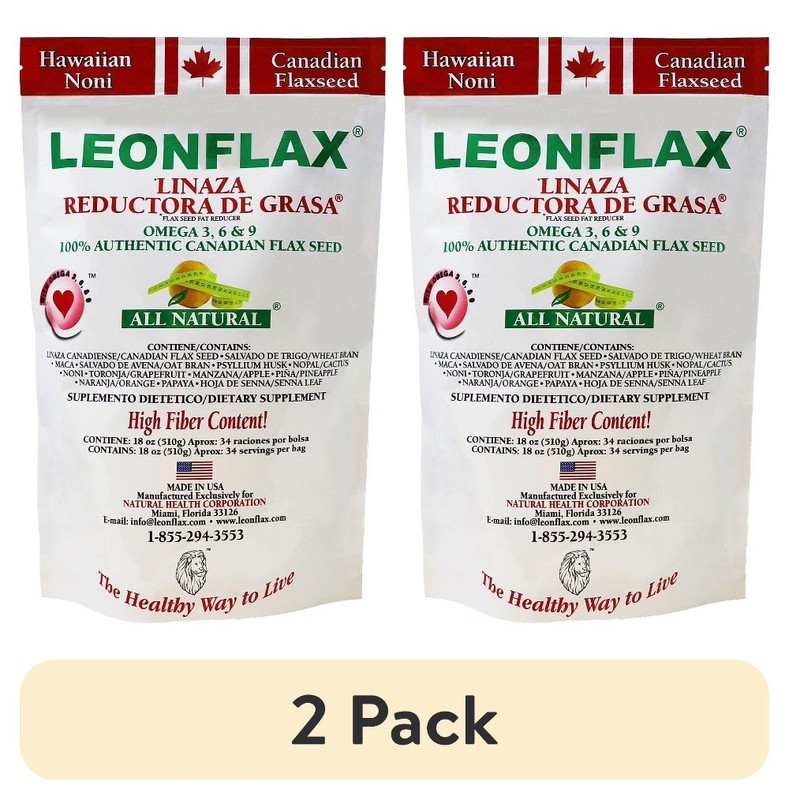 (2 pack) 100% Authentic Canadian Flax Seed Dietary Supplement, 18oz Bag