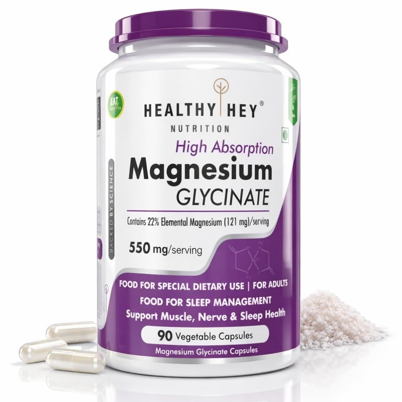 HealthyHey Magnesium Glycinate Capsules | Sleep Muscle Support 90