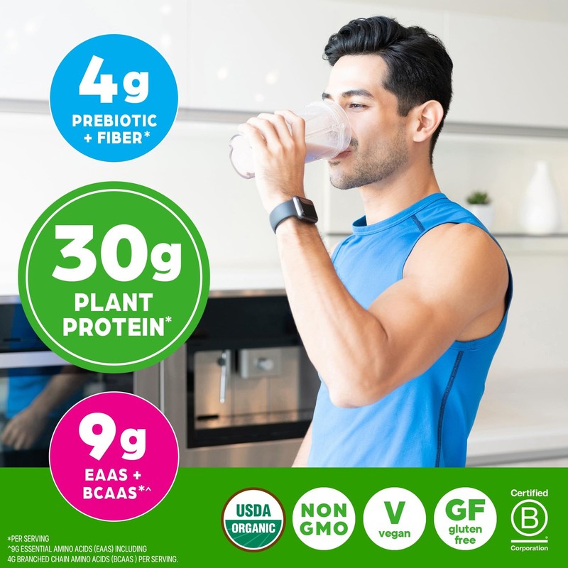 Orgain Organic 30g Vegan Plant Protein Powder, Vanilla, 9g EAAs + BCAAs 2.01lb gallery