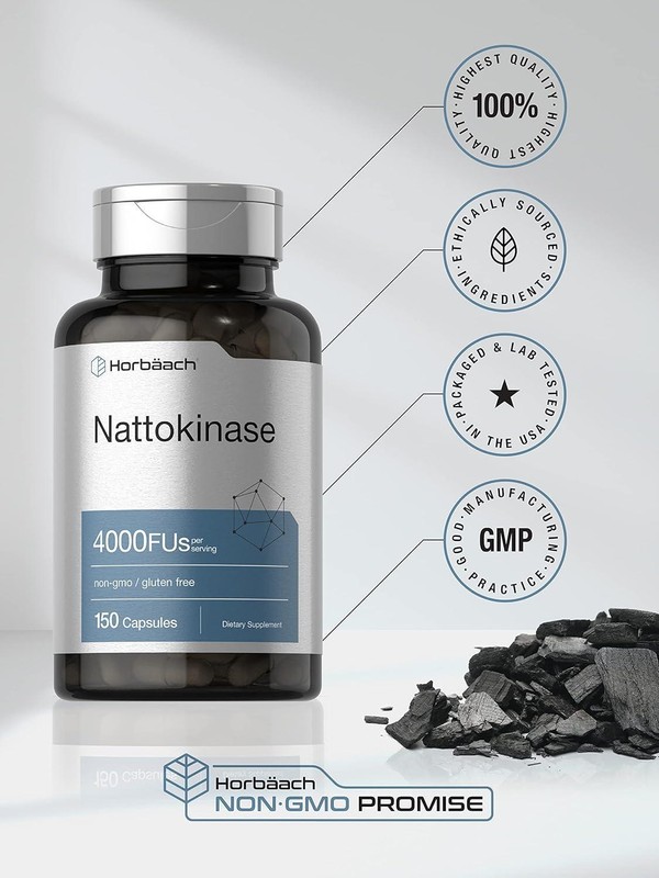 Nattokinase 4000 FU Enzyme Heart Health Circulatory Normal Blood Flow, 150 Caps gallery