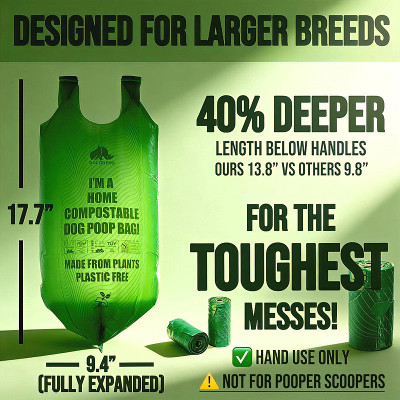 Ultra Thick & Deep Dog Poop Bags for Large & XL Breeds | 4-Layer Interlocked Bo gallery