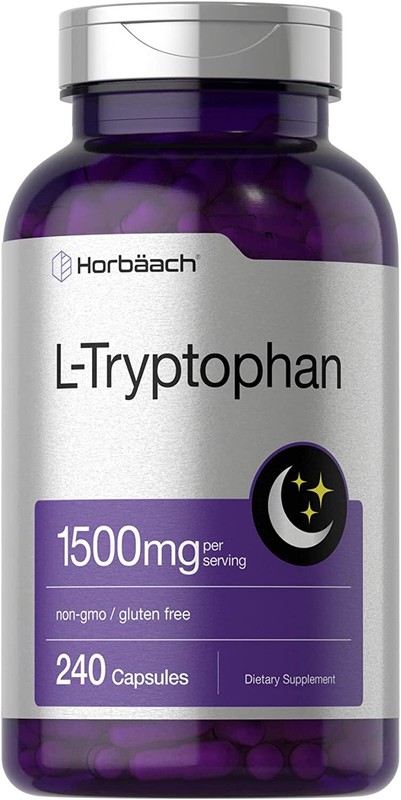 L Tryptophan | 1500mg | 240 Capsules | Extra Strength | Non-GMO | by Horbaach