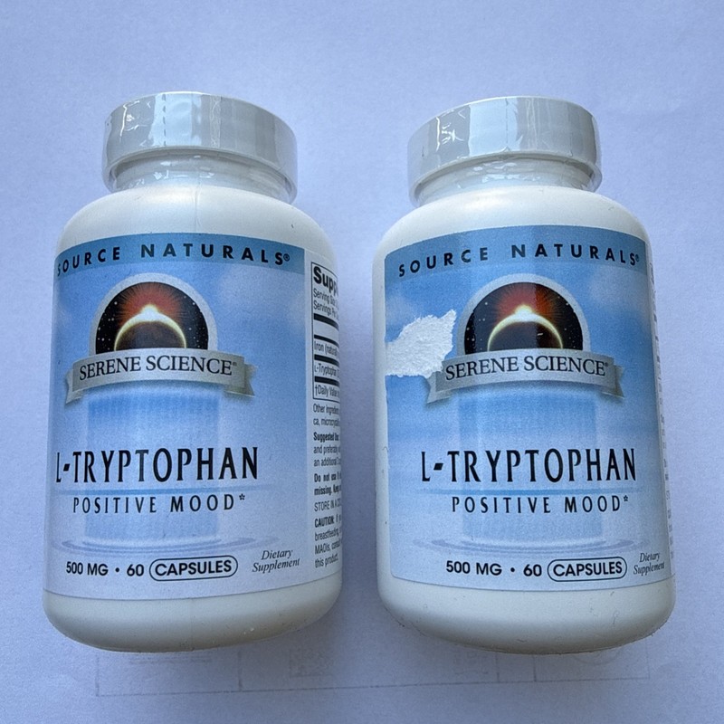 2 Pack Source Naturals L-Tryptophan 1000mg Vitamin B6 60 Tabs Ea Exp 11/26