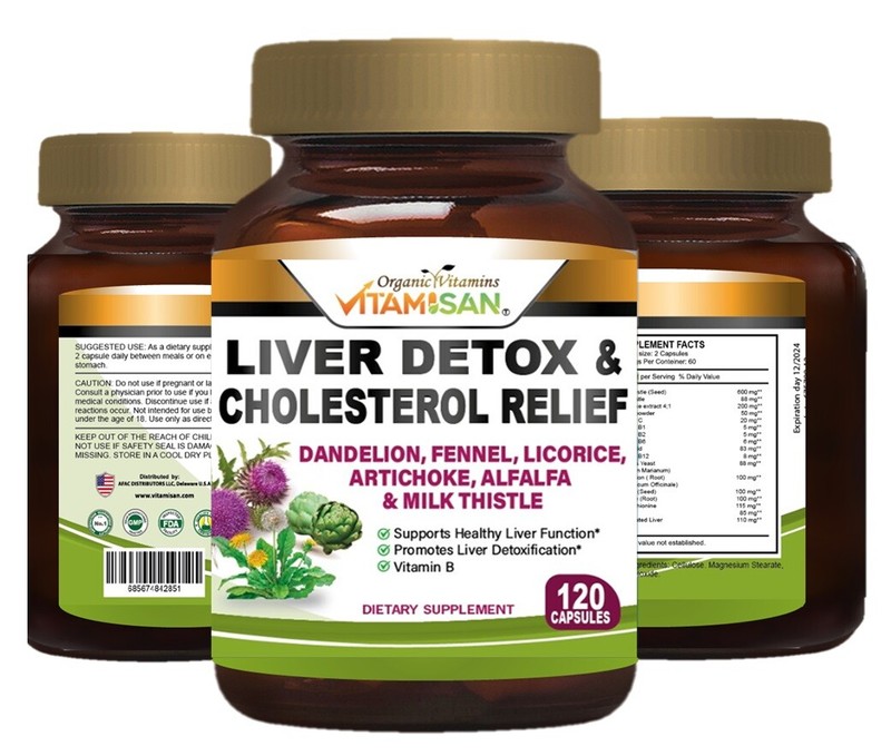 Liver Cleanse & Detox Support Supplement 1600mg with 120 caps + Milk Thistle