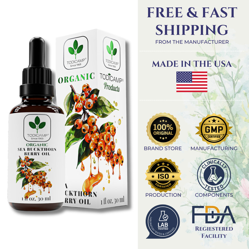 Organic Sea Buckthorn Oil – 1 fl oz SeaBuckthorn Berry Oil Omega Supplement