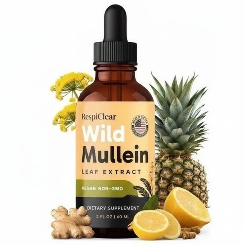 RespiClear Wild Mullein Leaf Extract Liquid Drops Vegan Non-GMO Lemon 2 fl oz