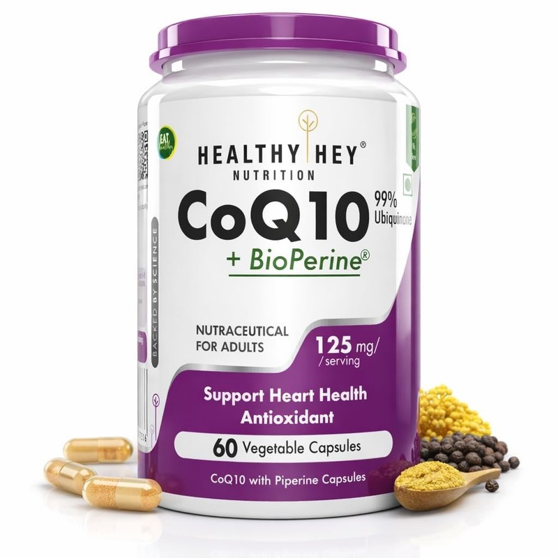 HealthyHey Nutrition High Absorption CoQ10 with BioPerine-125mg – 60 Capsules