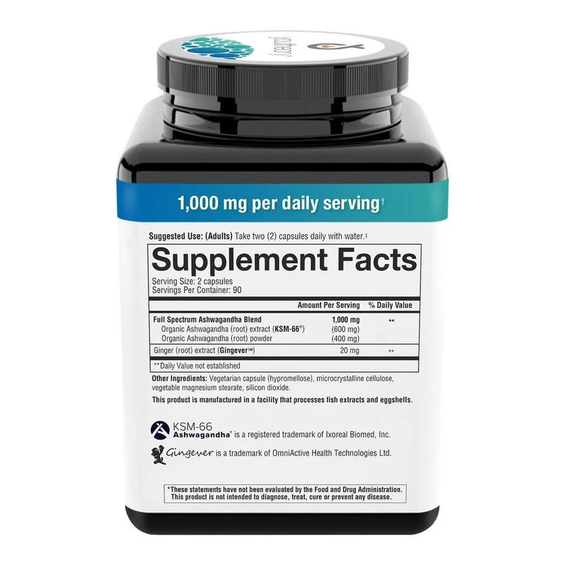 Youtheory Ashwagandha 1000 mg, 180 Vegetarian Capsules Exp: 05/27 gallery