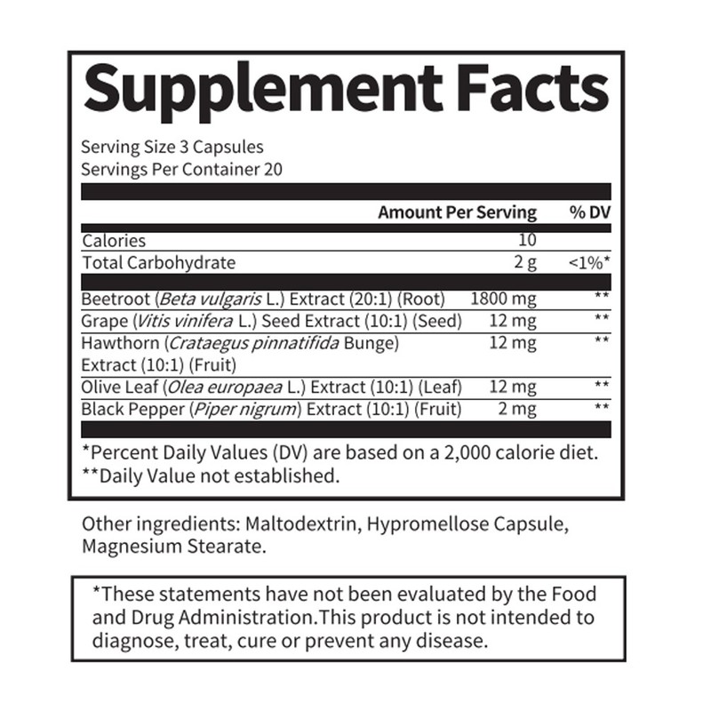 1Pack Beet Root 1800 mg Strength 20:1 Extract, 60 Capsules for Blood Flow & Hear gallery