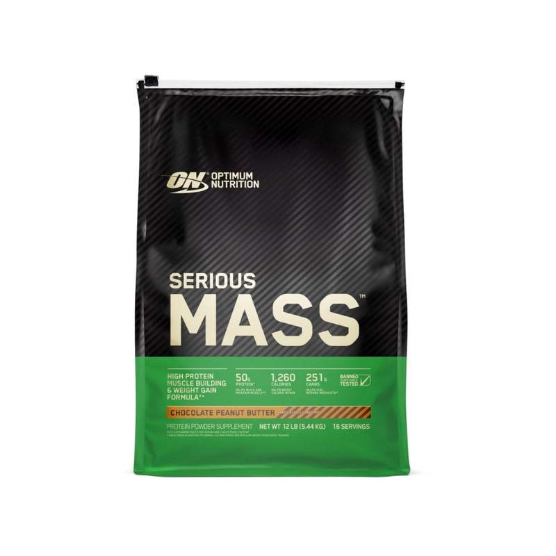 Weight Gainer Protein Powder Serious Mass Chocolate Peanut Butter 12lb Optimum