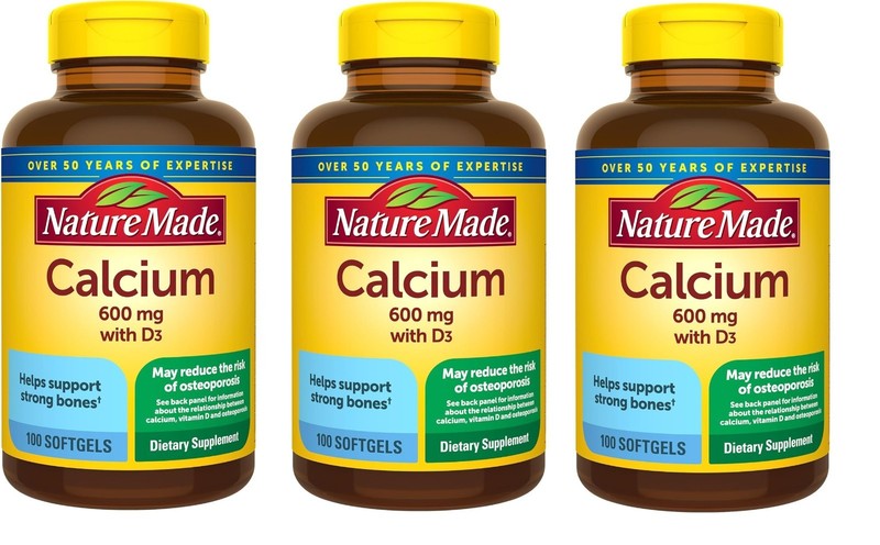3 Pack Nature Made Calcium 600 mg with Vitamin D3- 100 Softgels Exp 04/2026 +