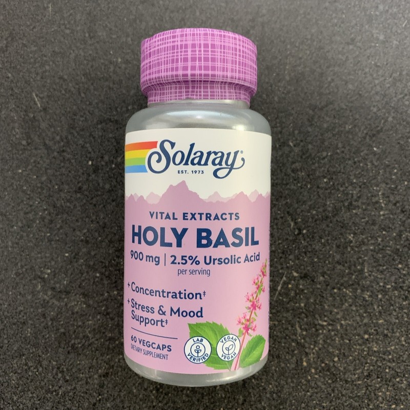 Solaray Holy Basil 450mg 60 Capsules Ocimum tenuiflorum Ursolic Acid 60 VegCaps