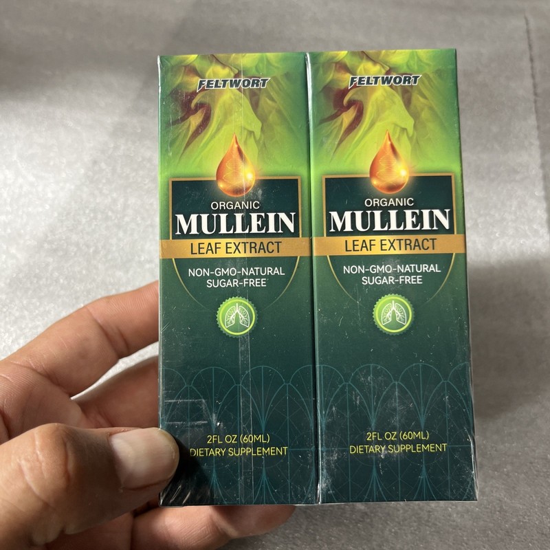 Organic Mullein Leaf Extract 2 Oz New In Box 2-PACK