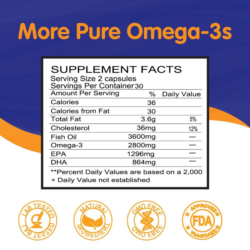 60~180 Omega-3 Fish Oil 3600mg-For Heart Health,Brain Function&Joint Support gallery