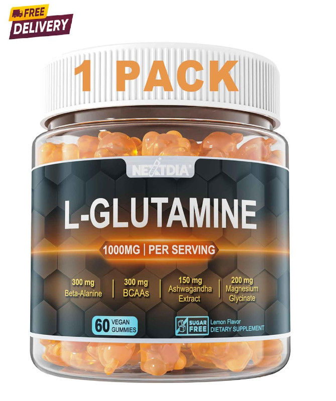Nextdia L-Glutamine 1000mg Gummies for Women & Men| with Beta-Alanine, BCAAs, Ma