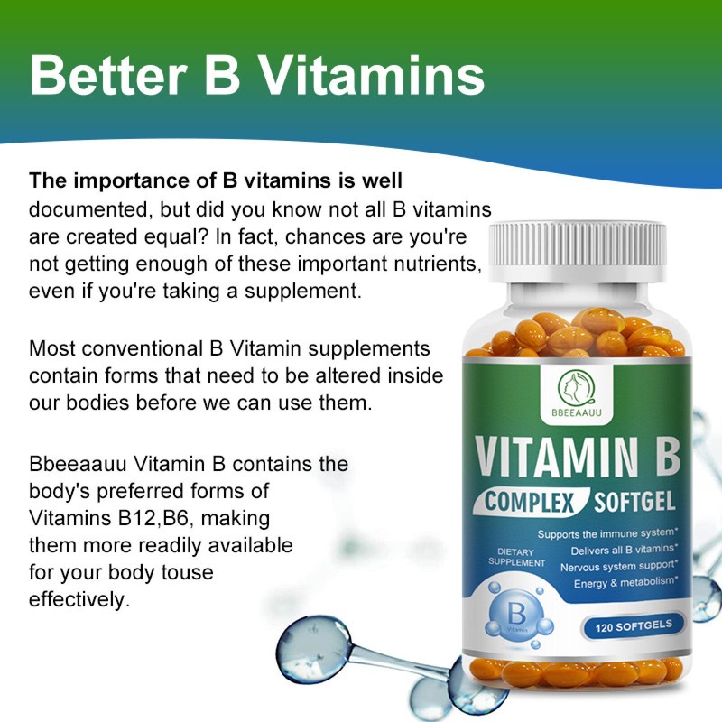 Vitamin B Complex 120 Capsules - All 8 B Vitamins for Energy,Metabolism & Stress gallery