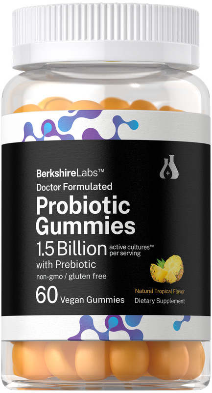 Probiotic Gummies | 60 Count | Vegan Tropical Flavor | by Berkshire Labs