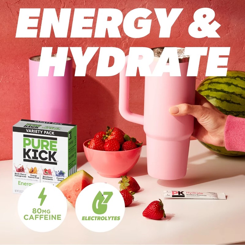 Pure Kick Energy & Hydration Electrolyte Powdered Drink Mix Variety pack, 30 Cou gallery