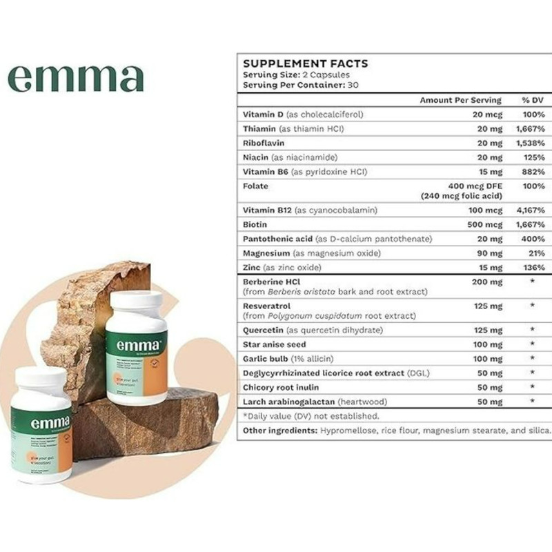Emma 3 Pack Gut Health Supplement 180 Capsules Bloating Relief & Leaky Gut gallery